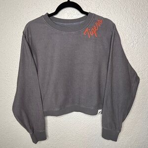Clemson Tigers Charcoal League Colligate Wear Cropped Pull Over Top Women's L